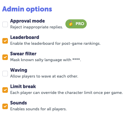 FS Admin options