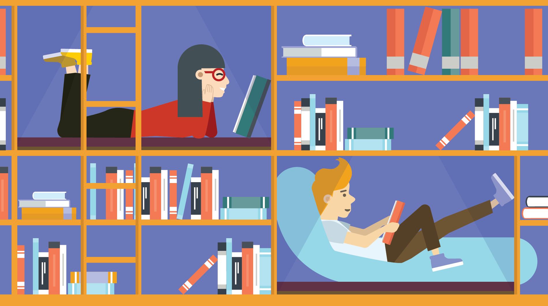 Illustration of young people reading