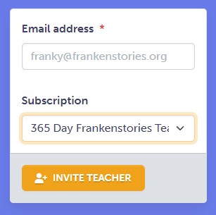 Select a specific subscription via the dropdown when you invite a teacher to your school by email