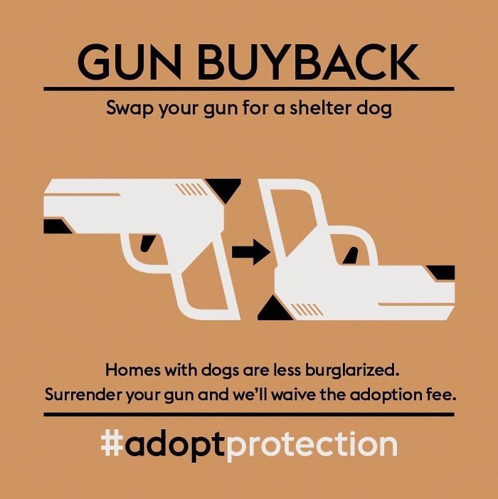Poster ad Gun buyback shelter dogs better