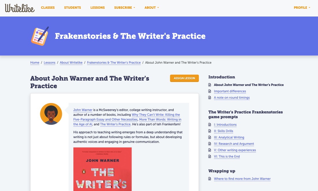 The Writer's Practice Frankenstories teacher notes