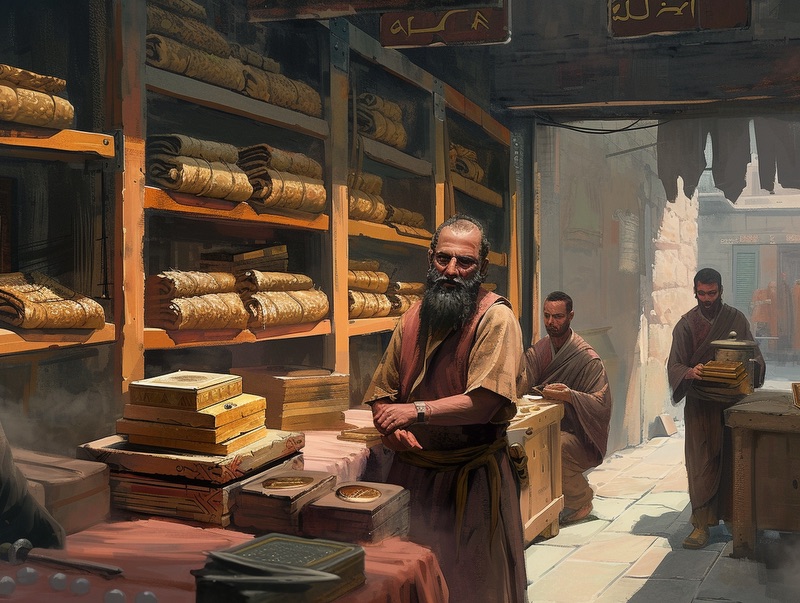 Babylonian merchant in his workshop