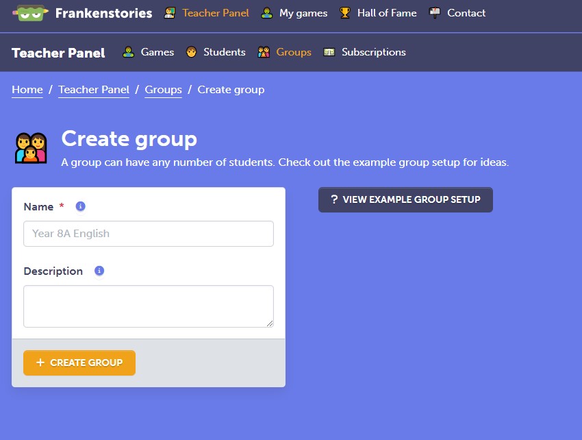 Give your group a name, and optionally a description