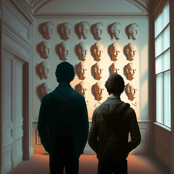 They Move As One death masks Frankenstories_two_male_college_students_are_silhouetted_agains