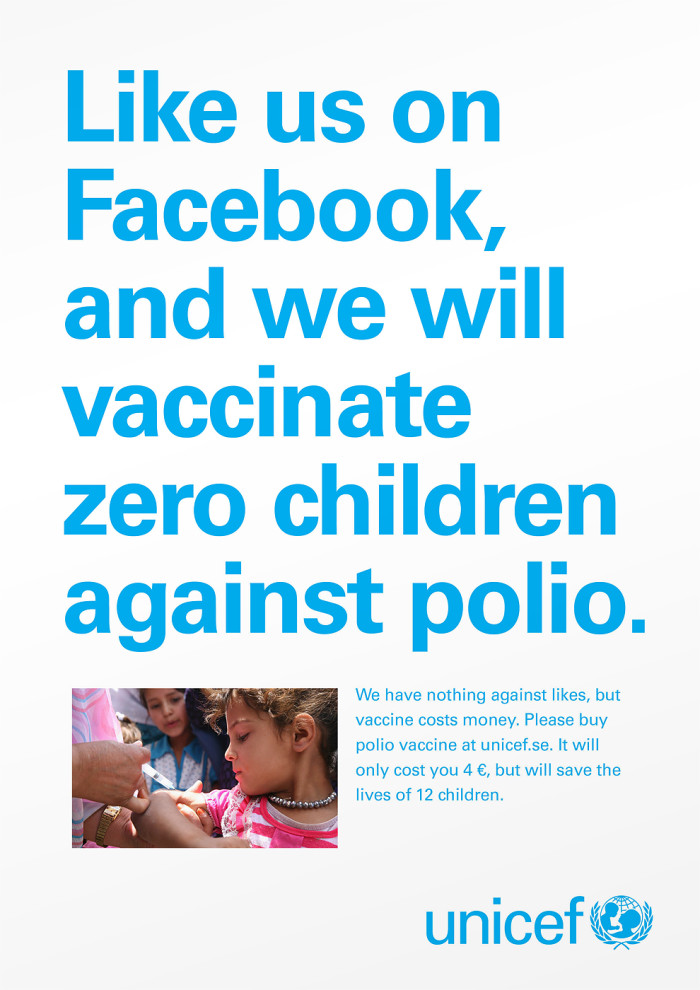 UNICEF Like us and we vaccinate zero children