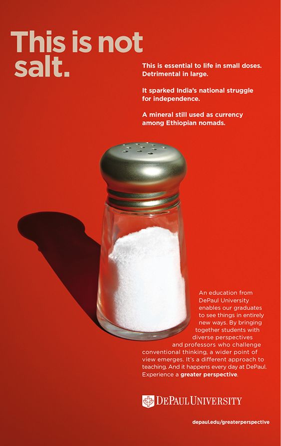 Print ad DePaul University This is not salt