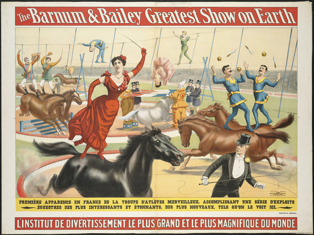 vintage poster showing different kinds of performers