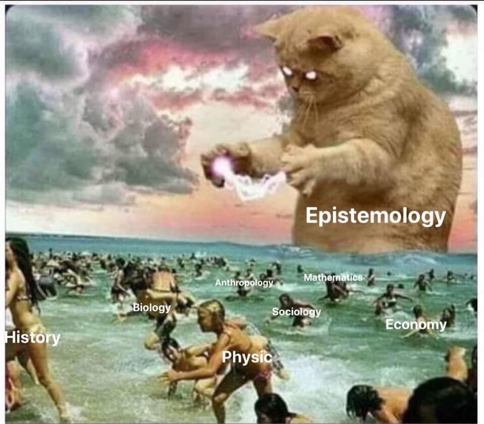 Epistemology laser cat meme